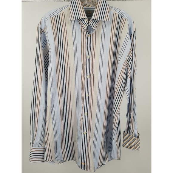 Other - Thomas Dean Flip Cuff Shirt Men's Large Multicolor Striped Long Sleeve Button Up